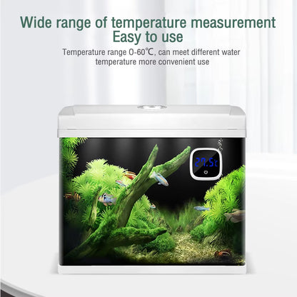 Fish Tank Thermometer High-Precision Led Digital Display Electronic Aquarium Thermometer Tester Meter Gauge Dual Display White