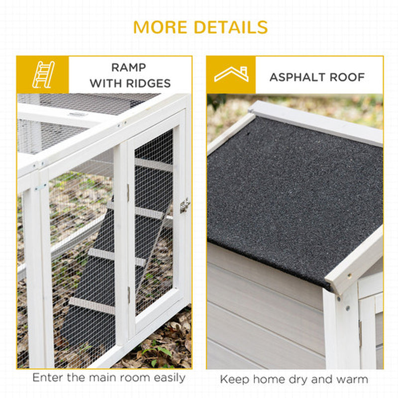 Pawhut 2-In-1 Rabbit Hutch W/ Double House, Run Box, Slide-Out Tray, Ramp