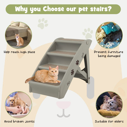 4-Step Pet Stairs with Non-Slip Foot Pads