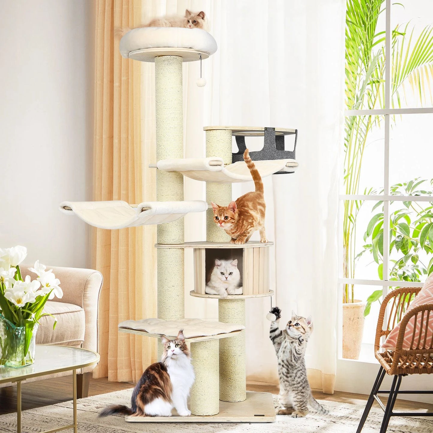 197 Cm Multi-Level Cat Tree Cat Tower for Play and Rest