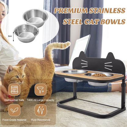 Elevated Pet Feeder for Cats with 2 Stainless Steel Bowls