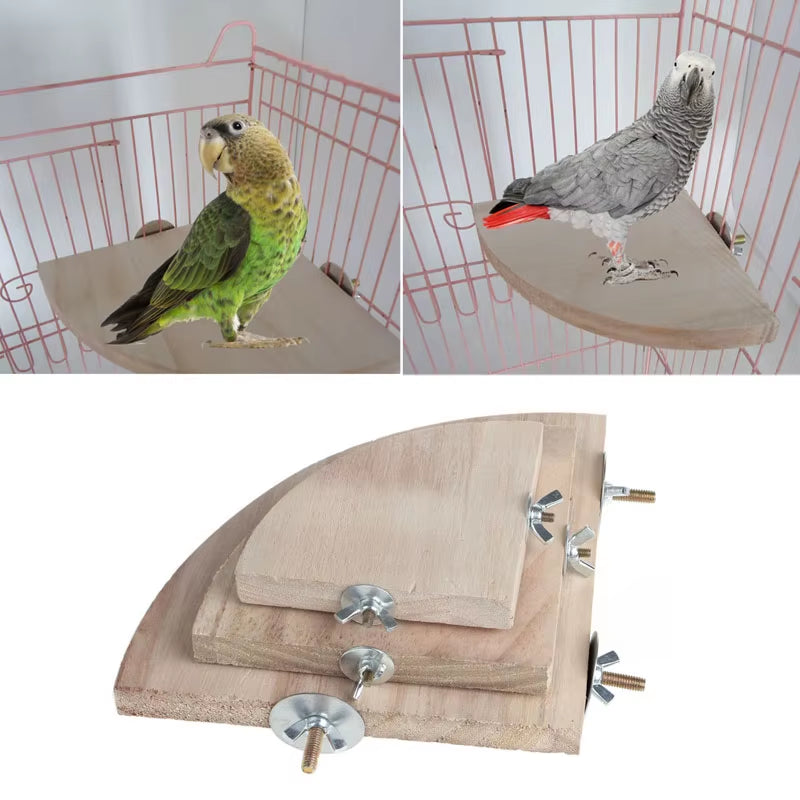 1Pc New Pet Bird Parrot Wood Platform Stand Rack Toy Hamster Branch Perches for Bird Cage Toys 3 Sizes Pet Supplies