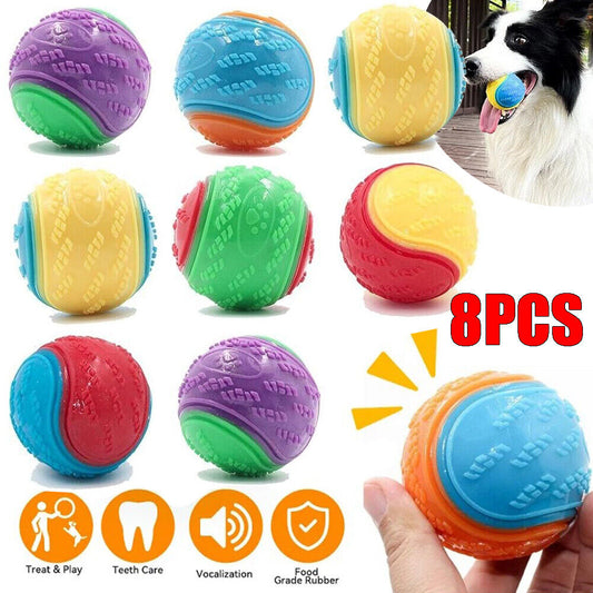 Scooby-Doo Durable Squeaky Set of 8 Dog Balls for Teeth Cleaning Interactive