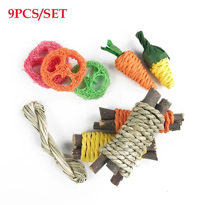 31/14/9/7Pcs Guinea Pig Rabbit Chew Toys Tooth Cleaning Toy for Bunny Hamster Molar Toys for Teeth Health Rabbit Accessories