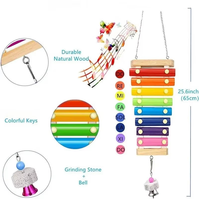 Colorful Bird Xylophone Toy Parrots Chicken Toys Bird Cage Toy Accessories Parakeets and Parrots Toys