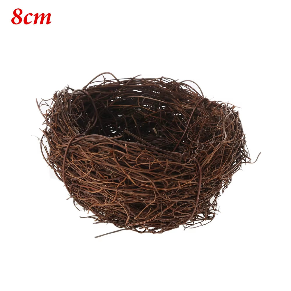 1PC New Fashion Cute Handmade Vine Brown Bird Nest House Nature Craft Holiday Home Decoration Gift 6,8,10,12Cm