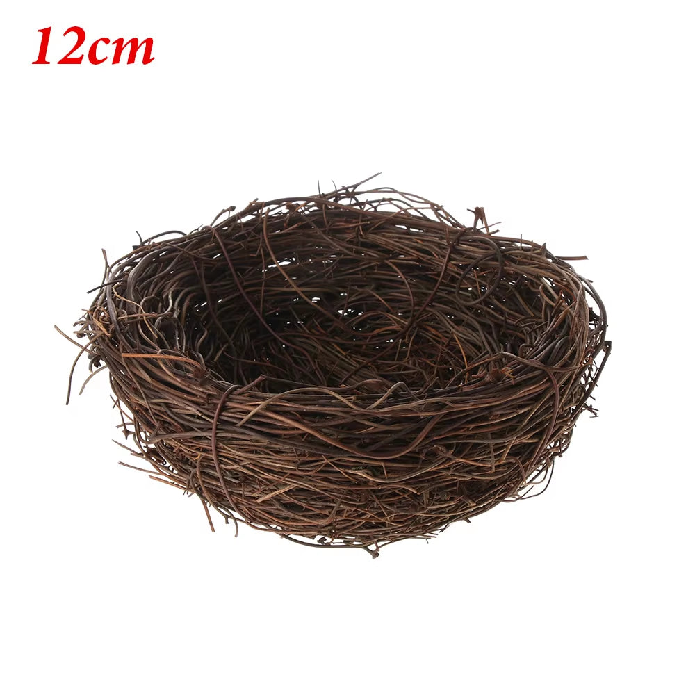 1PC New Fashion Cute Handmade Vine Brown Bird Nest House Nature Craft Holiday Home Decoration Gift 6,8,10,12Cm