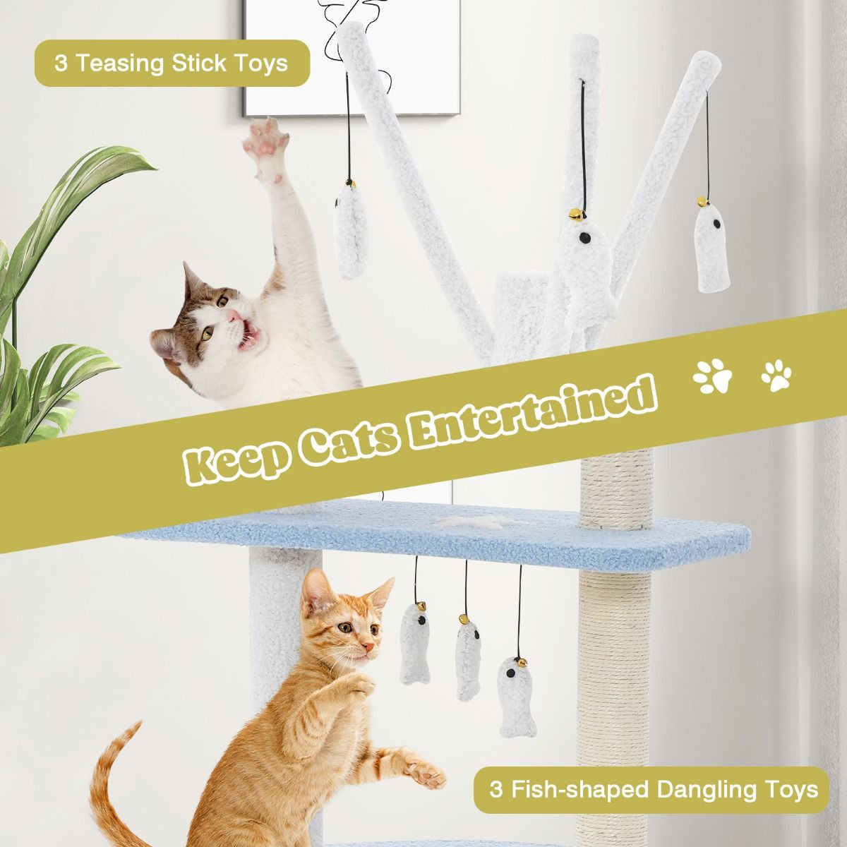 Multi-Level Cat Tower with Sisal Covered Scratching Posts