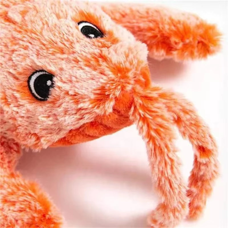 Rechargeable Electric Tumbling Lobster Pet Toy, Realistic Jumping Shrimp Plush Interactive Washable Toy with Cat Thin