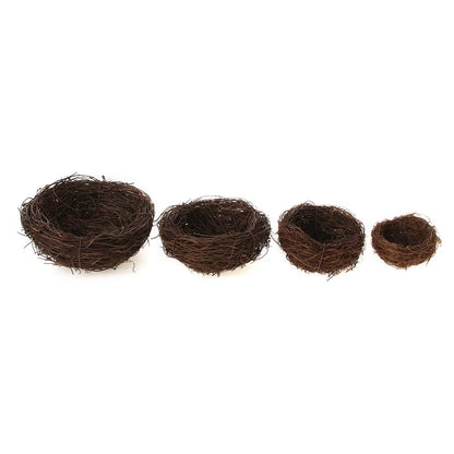 1PC New Fashion Cute Handmade Vine Brown Bird Nest House Nature Craft Holiday Home Decoration Gift 6,8,10,12Cm