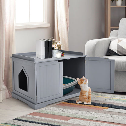 Large Cat Litter Box with Double Doors and Removable Divider