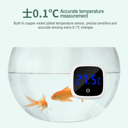 Fish Tank Thermometer High-Precision Led Digital Display Electronic Aquarium Thermometer Tester Meter Gauge Dual Display White