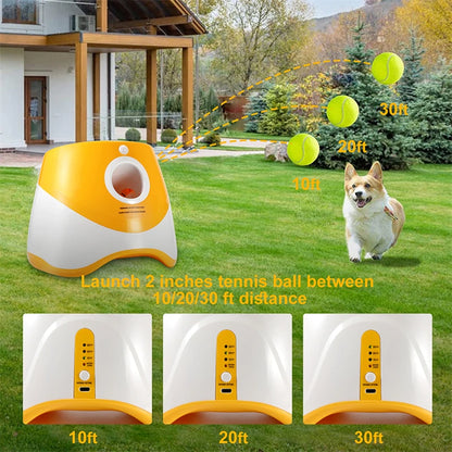 Dog Tennis Launcher Automatic Pet Dogs Chase Toy Mini Tennis Throwing Pinball Machine Fun Interactive Throw Rechargable Catapult