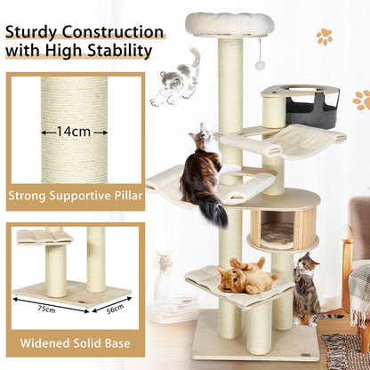 197 Cm Multi-Level Cat Tree Cat Tower for Play and Rest