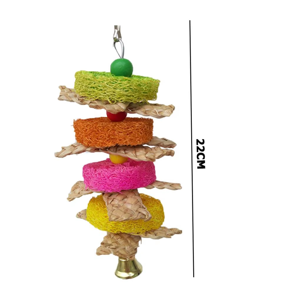 Parrot Toys Macaw Hanging Acrylic with Bells Bites Chew on Cages Cockatoo Stand Rack Swing Bird Toy Pet Product