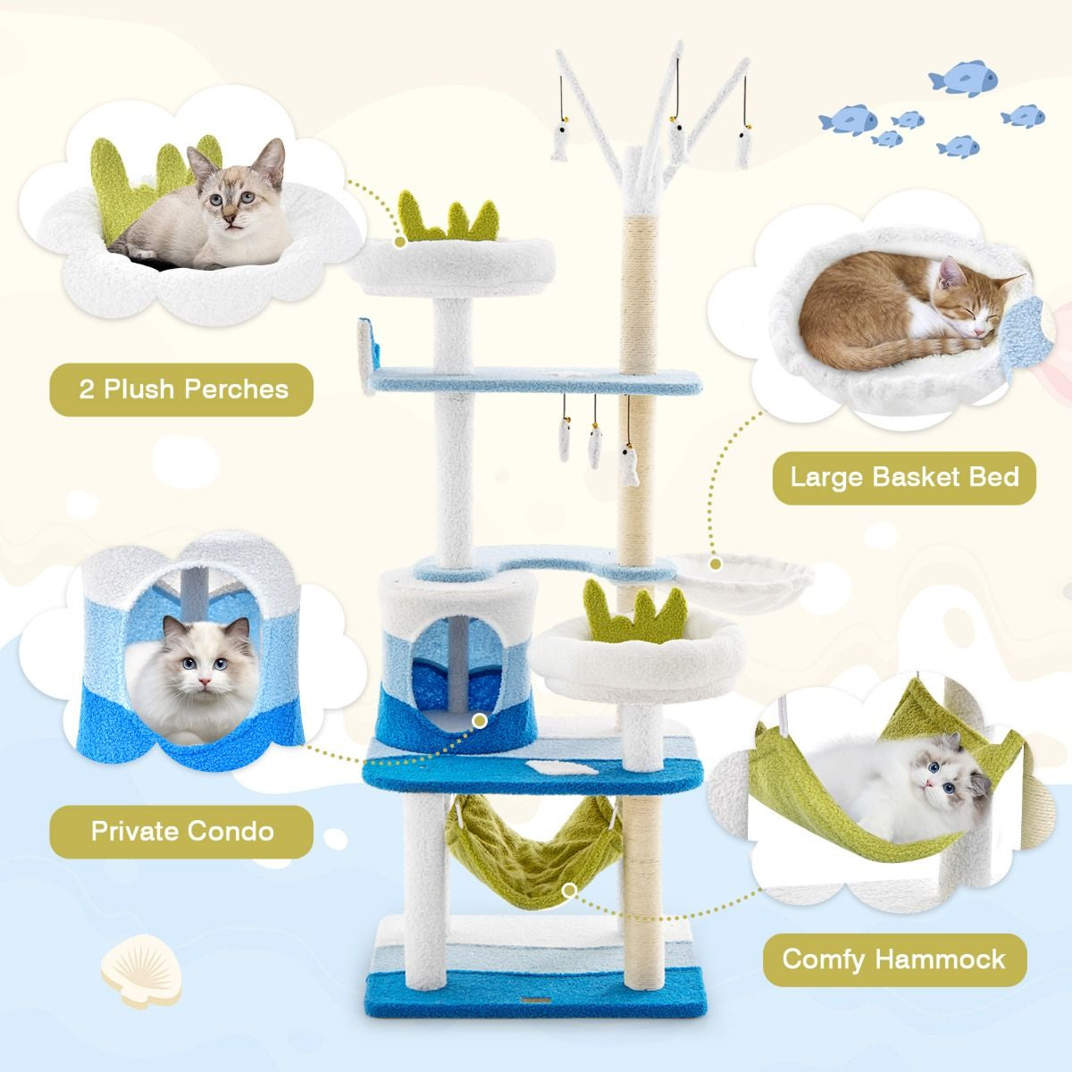 Multi-Level Cat Tower with Sisal Covered Scratching Posts