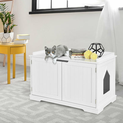 Large Cat Litter Box with Double Doors and Removable Divider