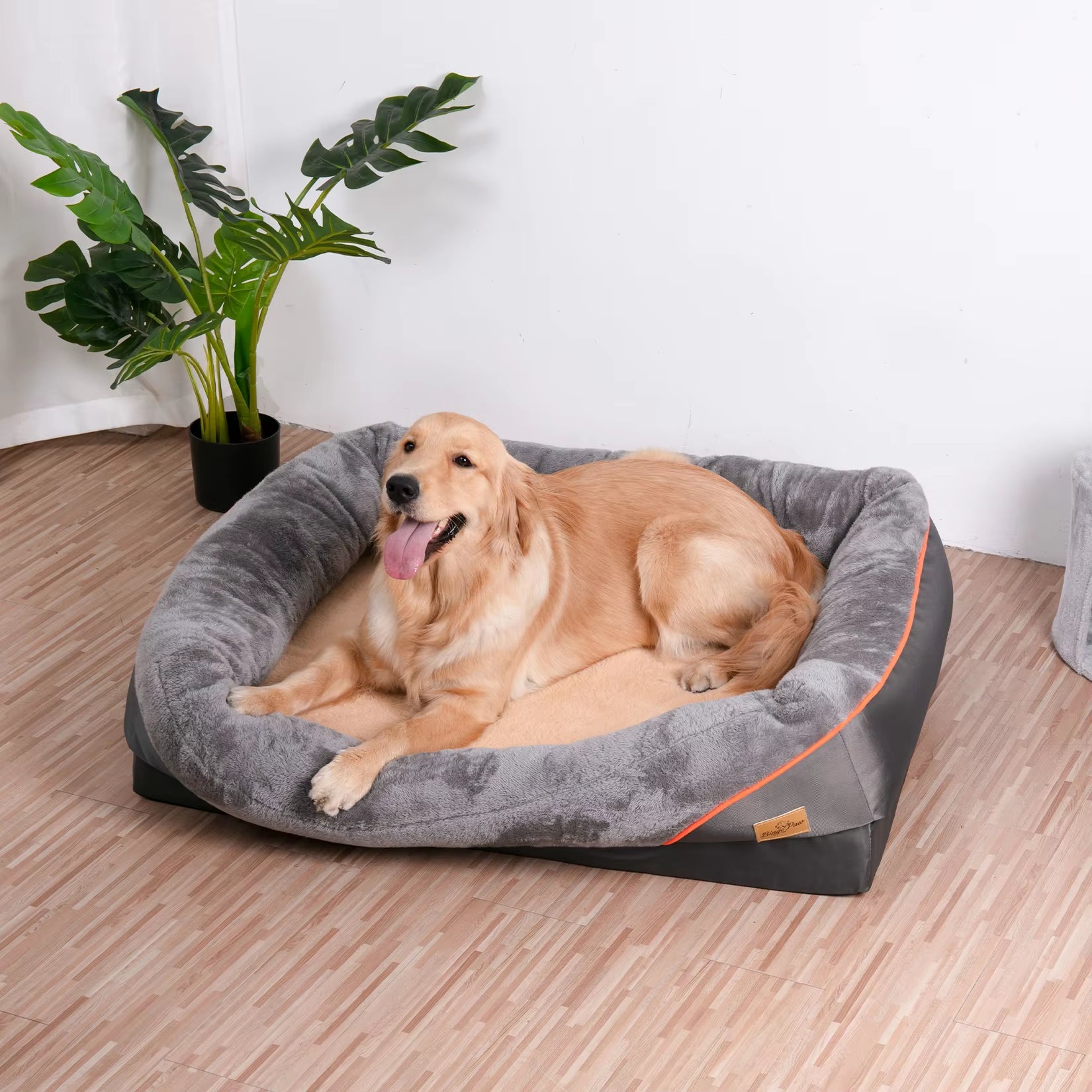 L XL 2XL 3XL Dog Bed Super Soft Orthopedic Foam Pet Bed Sleeping Mat with Cotton-Padded Bolster and Removable Cover