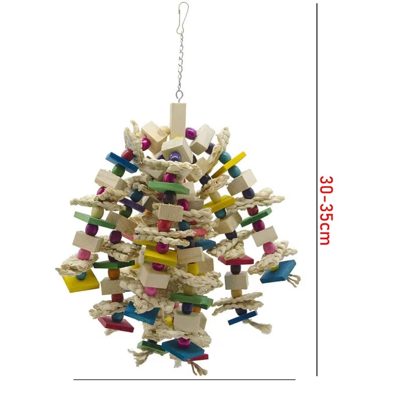 Bird Cage Bite Toy for African Grey Macaws Cockatoos Large Parrot Chewing Blocks Knots Tearing