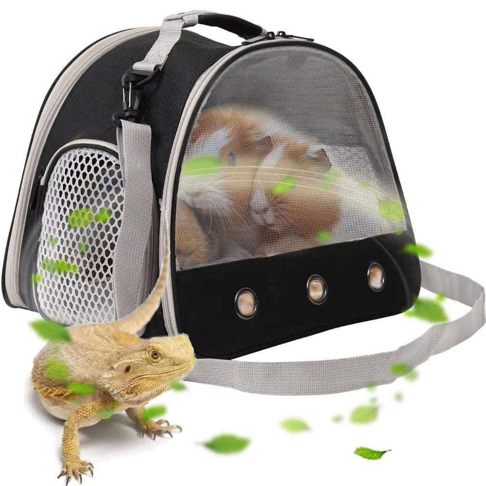 Guinea Pig Carrier Portable Clear Hamster Transport Cage Reptile Travel Bag Small Pet Rabbit Bearded Dragon Outdoor