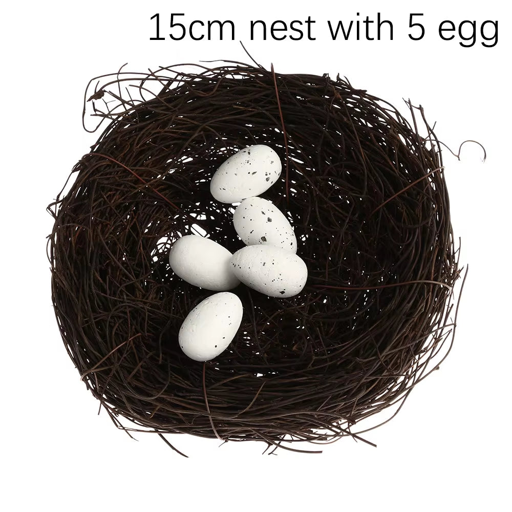 1PC New Fashion Cute Handmade Vine Brown Bird Nest House Nature Craft Holiday Home Decoration Gift 6,8,10,12Cm