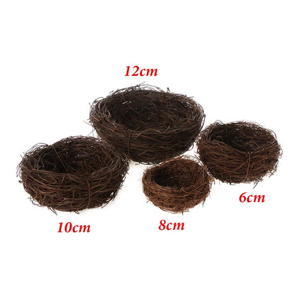 1PC New Fashion Cute Handmade Vine Brown Bird Nest House Nature Craft Holiday Home Decoration Gift 6,8,10,12Cm