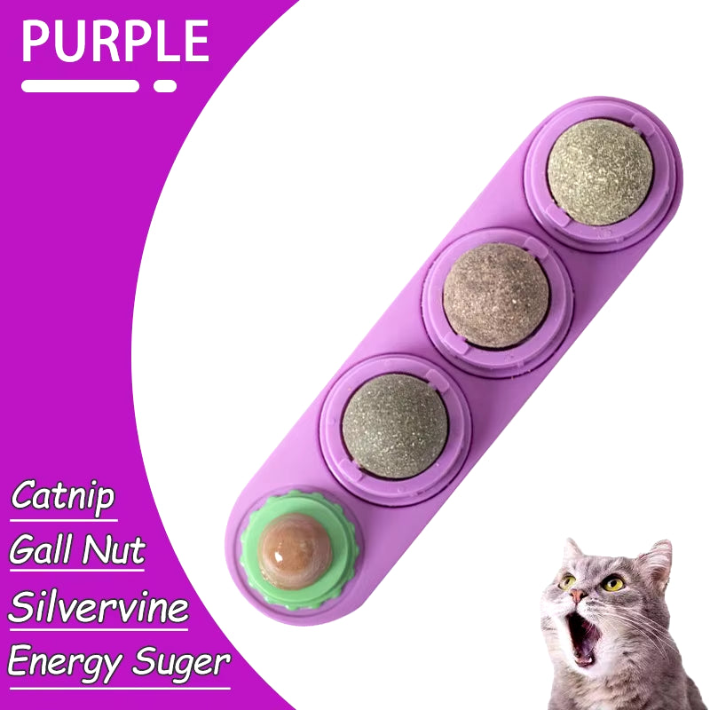 Natural Catnip Cat Wall Stick-On Ball Toy Scratchers Treats Healthy Natural Removes Balls to Promote Digestion Cat Grass Snack