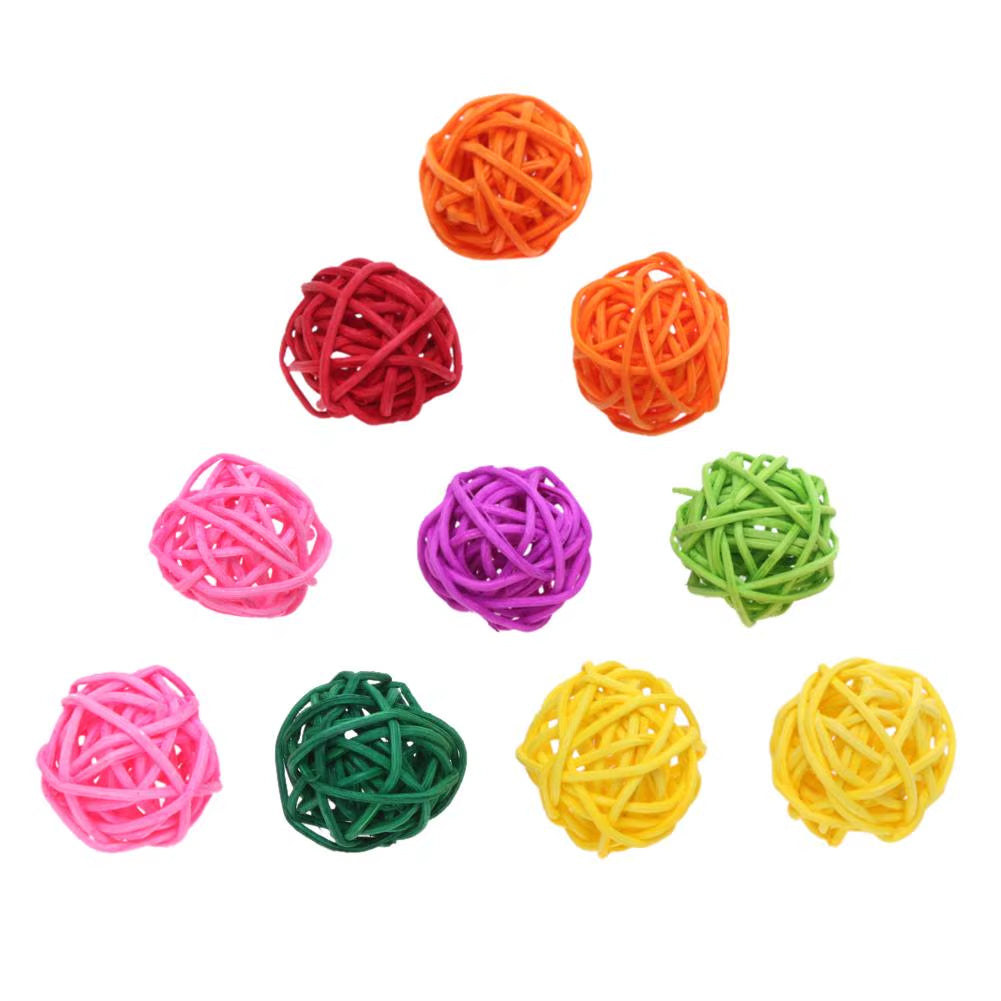 10/20Pcs Rattan Balls Parrot Pet Bird Toy Bird Interactive Bite Chew Toys for Parakeet Budgie Cage Accessories Bird Playing Toys