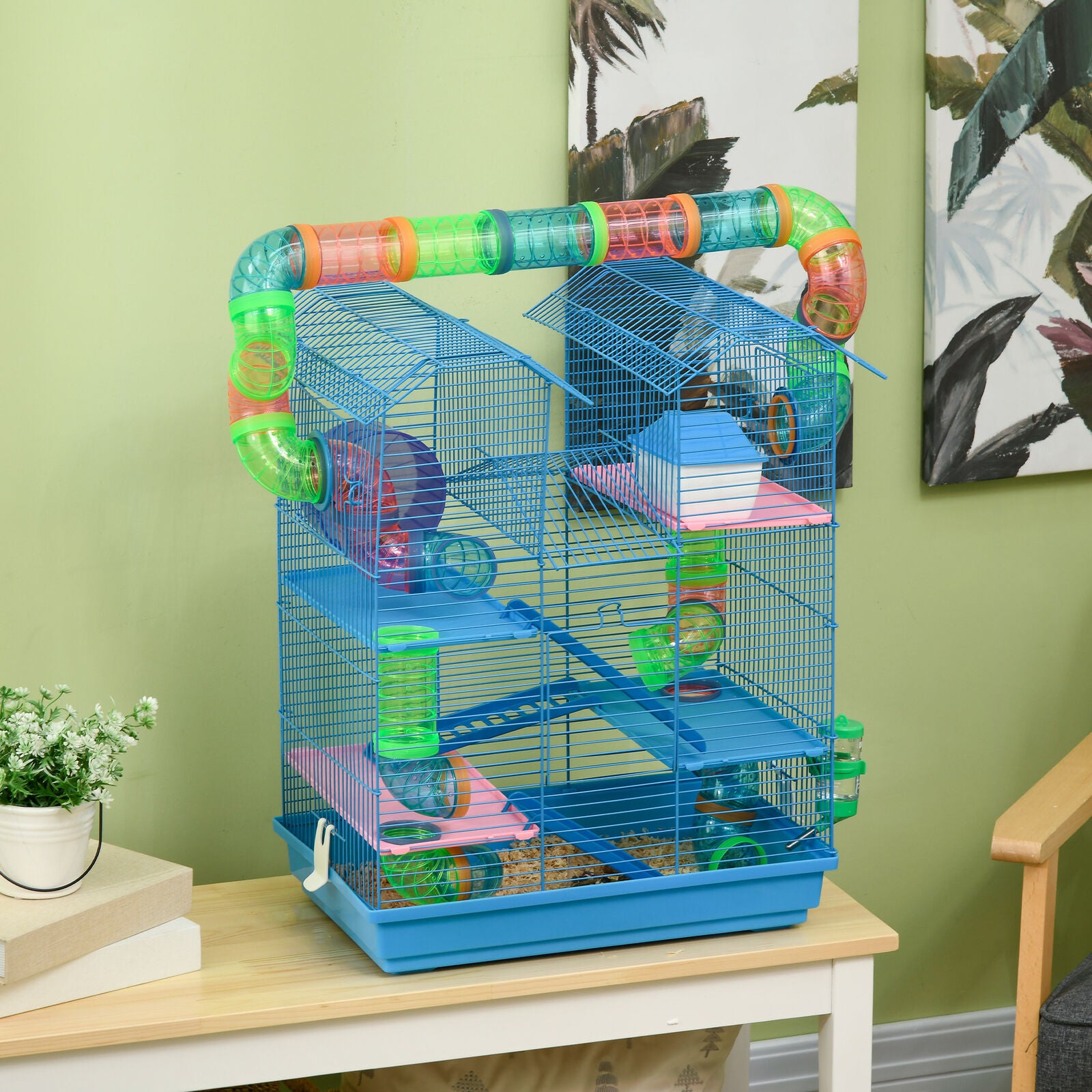 5 Tiers Hamster Cage Small Animal Travel Carrier Habitat with Accessories