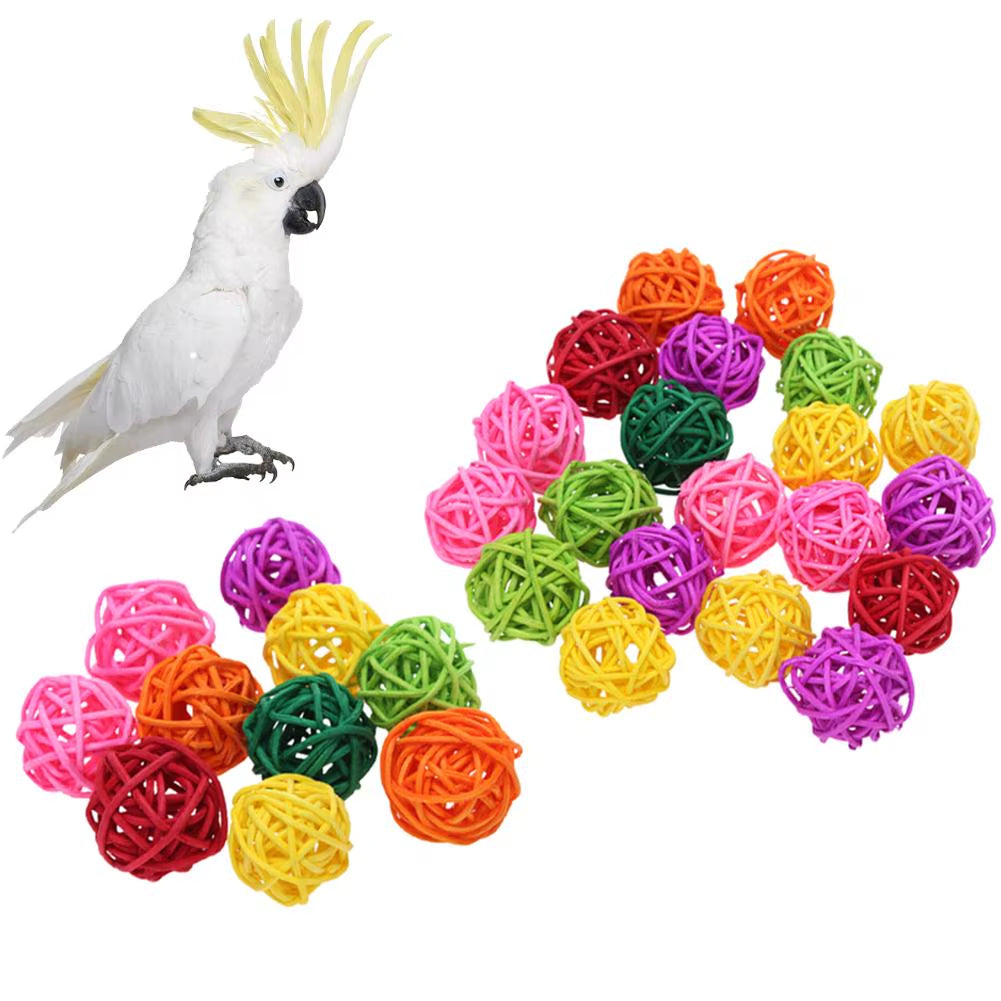 10/20Pcs Rattan Balls Parrot Pet Bird Toy Bird Interactive Bite Chew Toys for Parakeet Budgie Cage Accessories Bird Playing Toys