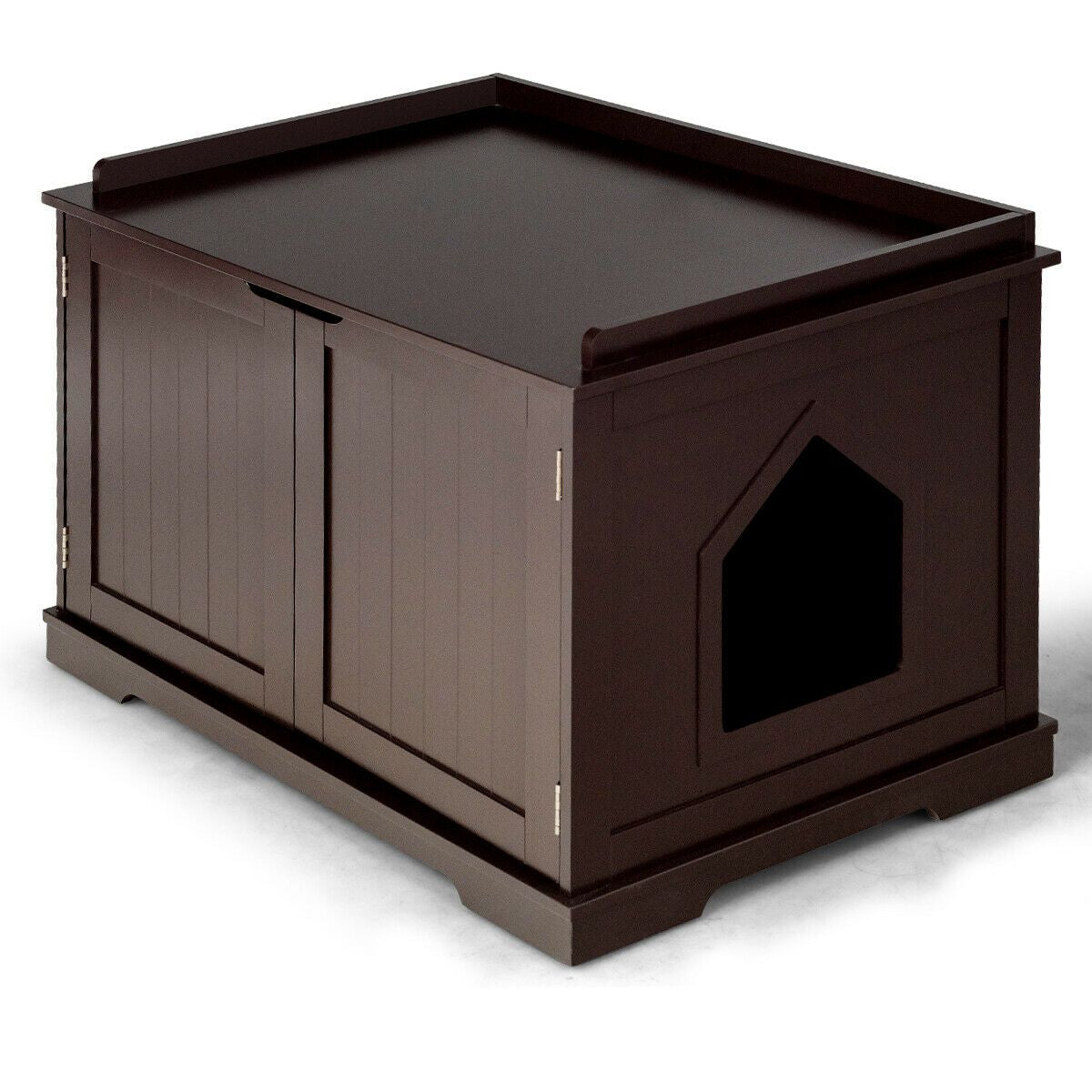 Large Cat Litter Box with Double Doors and Removable Divider