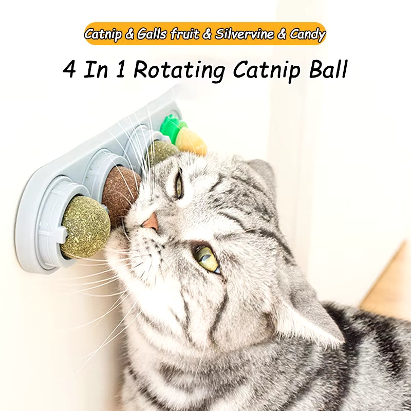 Natural Catnip Cat Wall Stick-On Ball Toy Scratchers Treats Healthy Natural Removes Balls to Promote Digestion Cat Grass Snack