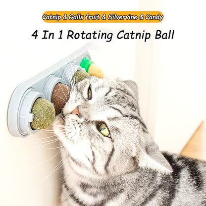 Natural Catnip Cat Wall Stick-On Ball Toy Scratchers Treats Healthy Natural Removes Balls to Promote Digestion Cat Grass Snack