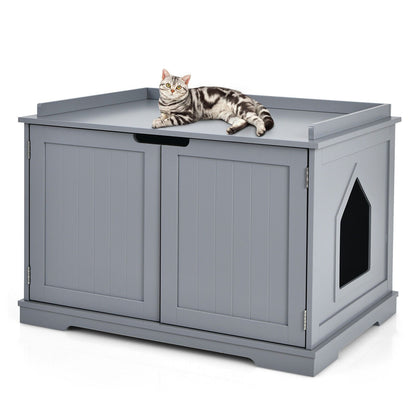 Large Cat Litter Box with Double Doors and Removable Divider