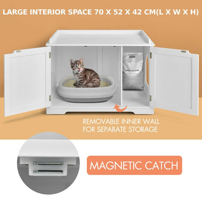 Large Cat Litter Box with Double Doors and Removable Divider