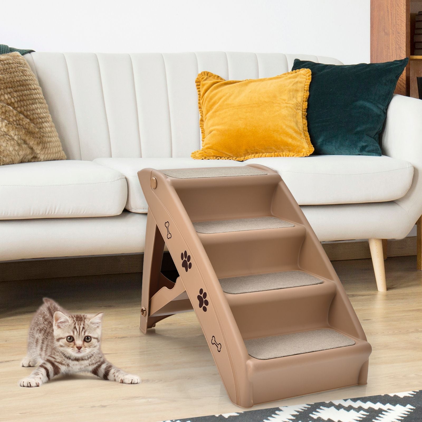 4-Step Pet Stairs with Non-Slip Foot Pads