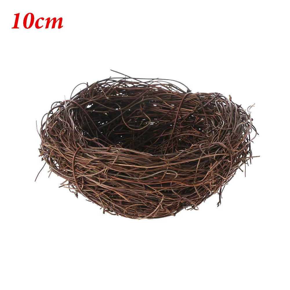 1PC New Fashion Cute Handmade Vine Brown Bird Nest House Nature Craft Holiday Home Decoration Gift 6,8,10,12Cm