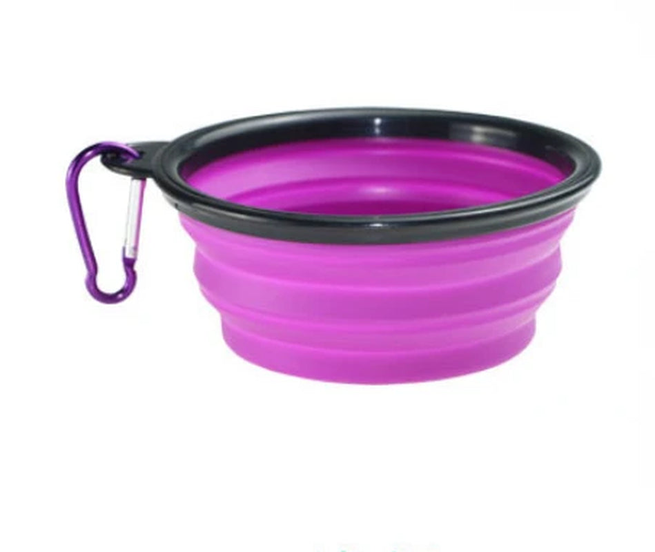 Collapsible Pet Silicone Dog Food Water Bowl Outdoor Camping Travel Portable Folding Supplies Dishes with Carabiner