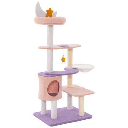 Multi-Level Cute Cat Tree with Sisal Covered Scratching Posts and Condo