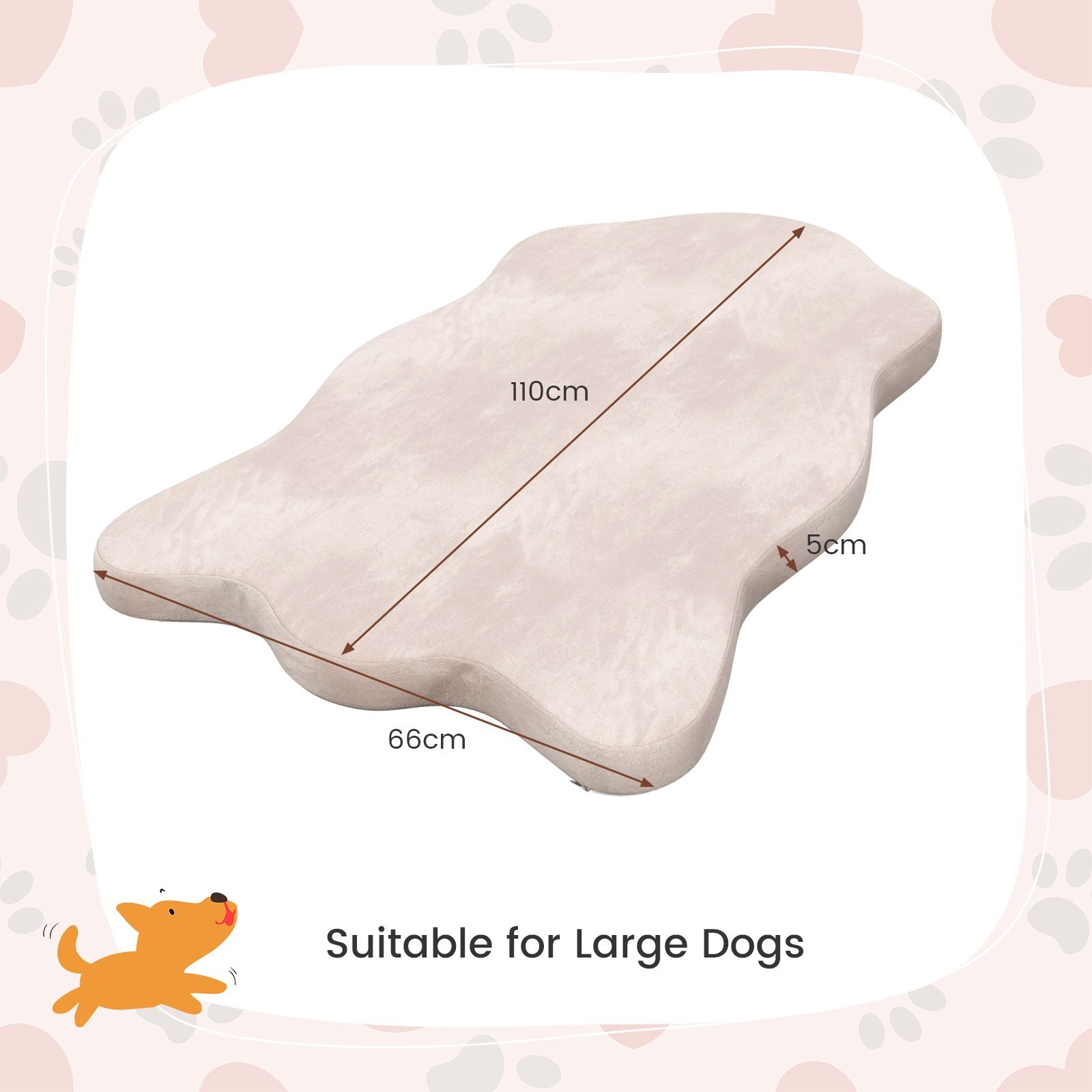 Large Dog Bed with Memory Foam Support and Removable Cover