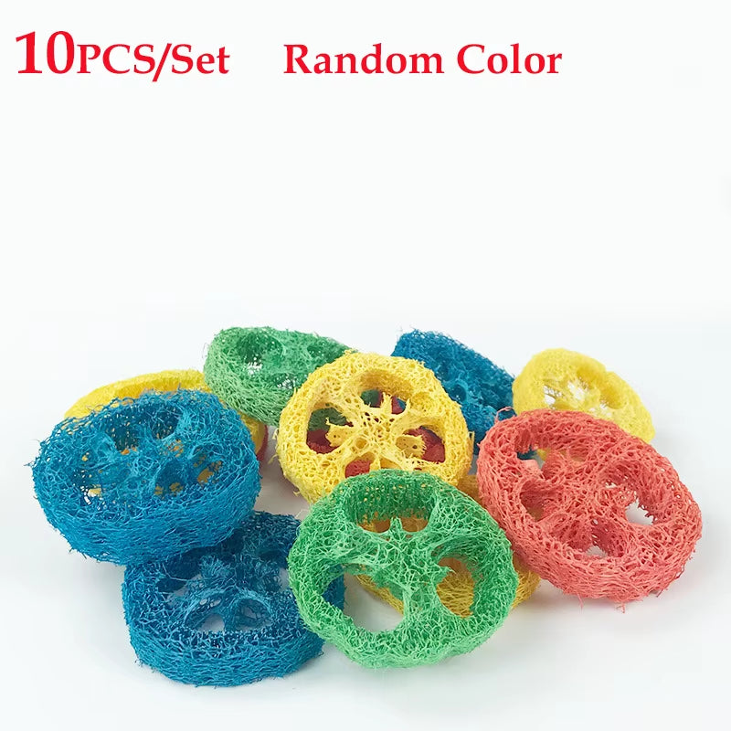 40/20/10Pcs Parrot Toys for Bird Accessories DIY Loofah Cage Decoration Chew Toys for Cockatiel Budgie Parakeet African Grey