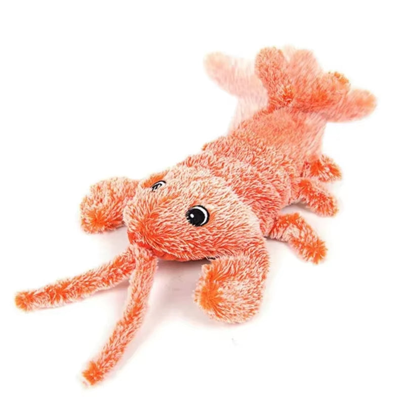 Rechargeable Electric Tumbling Lobster Pet Toy, Realistic Jumping Shrimp Plush Interactive Washable Toy with Cat Thin