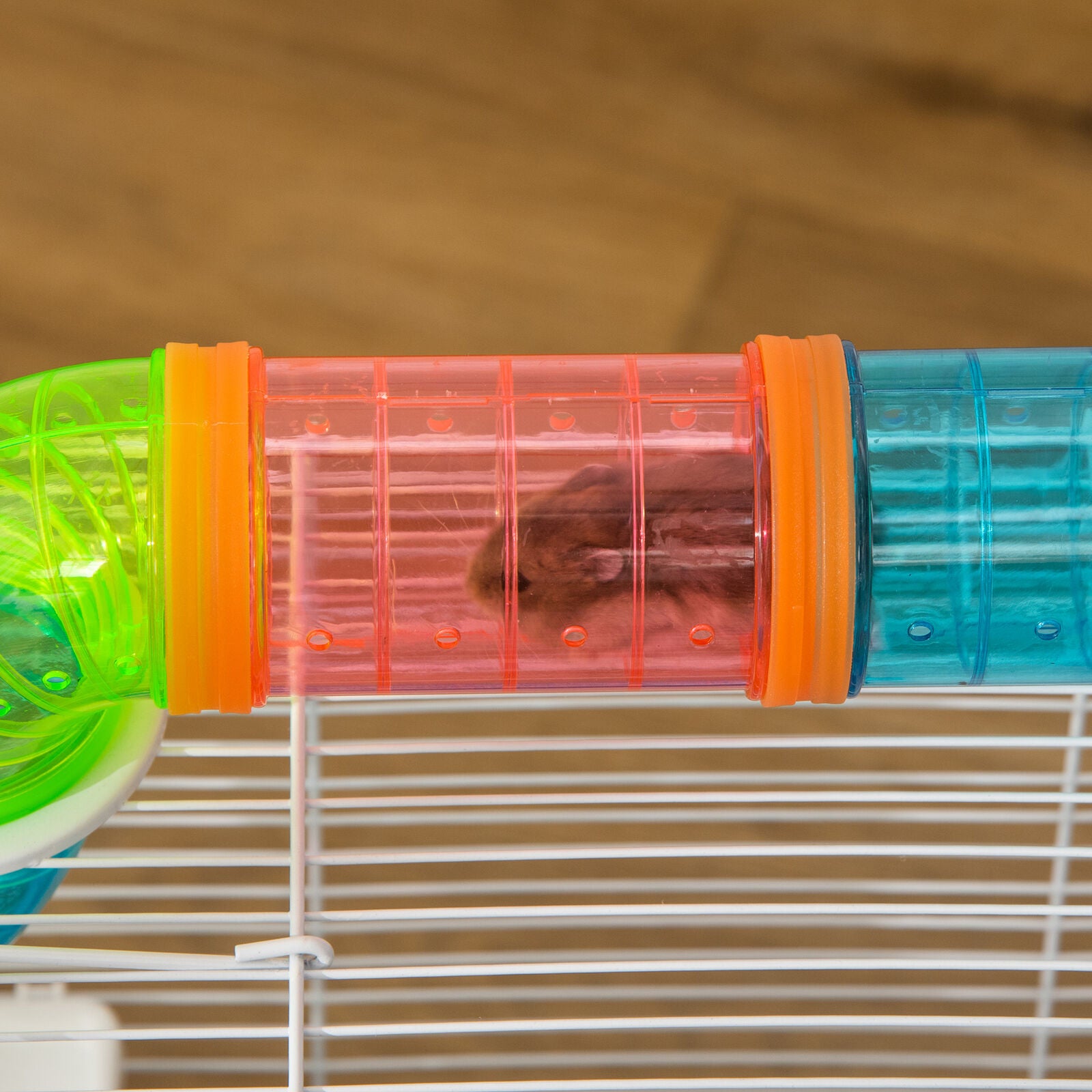 Hamster Cage Rodents House W/ Tubes Exercise Wheel, Water Bottle - Blue