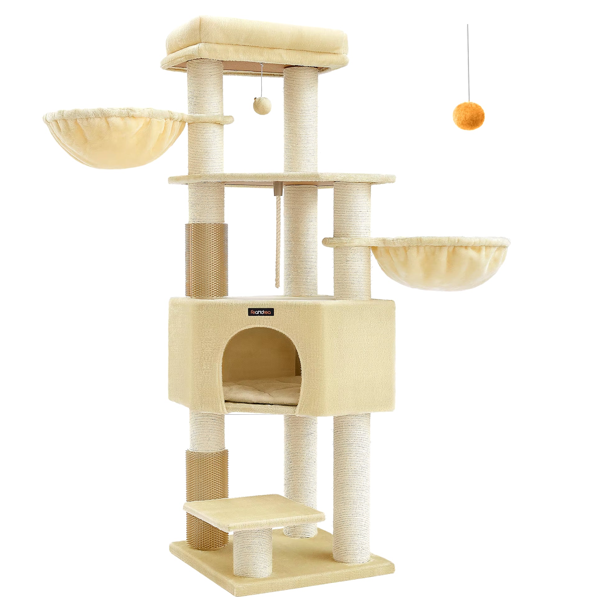 Cat Tree for Large Cats, Heavy-Duty Cat Tower with Self-Warming Pads, 9 Scratching Posts, Large Perch