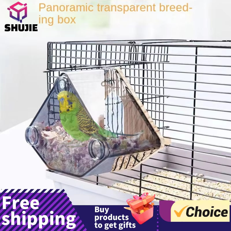 Transparent Bird Nest Breeding Box Cage Arakeet Nesting Box Acrylic Parrot Breeding House Bird Hanging Nest Birdcage Accessories