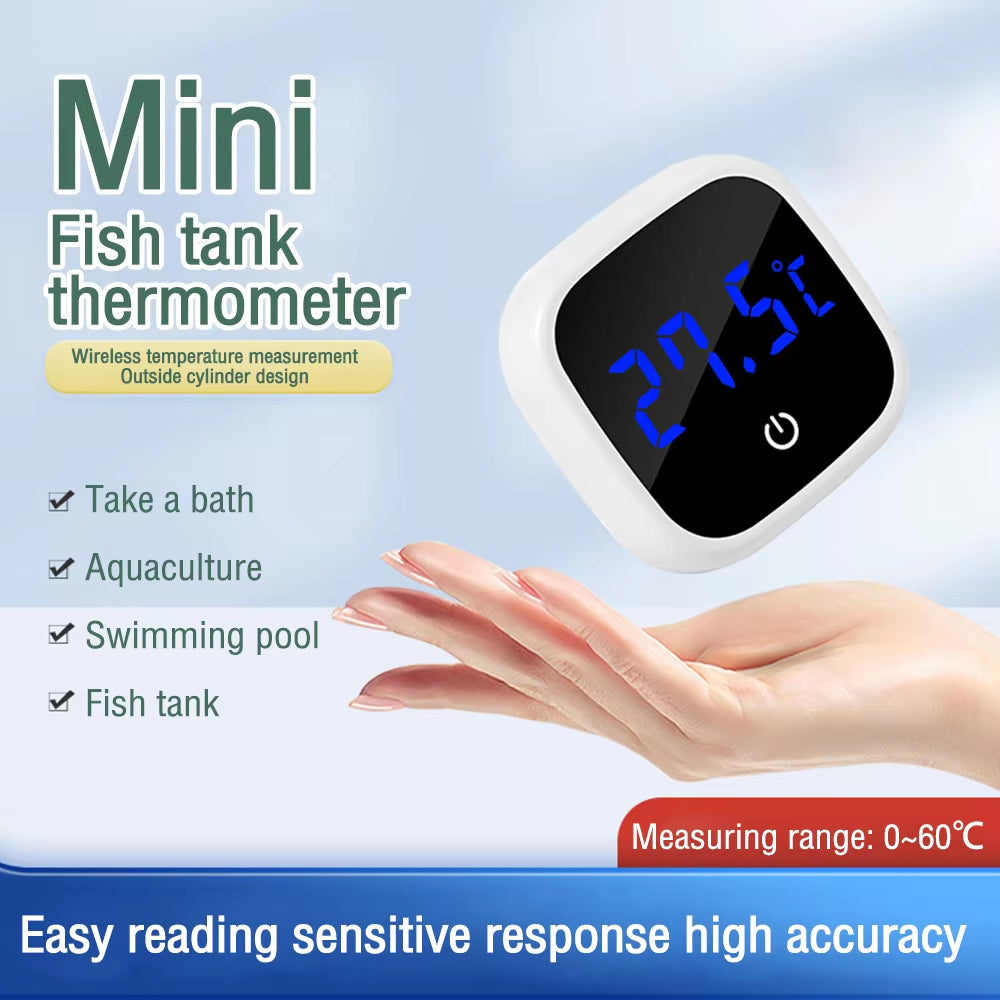 Fish Tank Thermometer High-Precision Led Digital Display Electronic Aquarium Thermometer Tester Meter Gauge Dual Display White