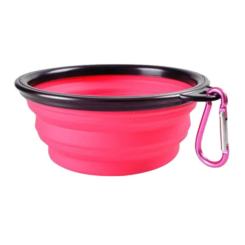 Collapsible Pet Silicone Dog Food Water Bowl Outdoor Camping Travel Portable Folding Supplies Dishes with Carabiner