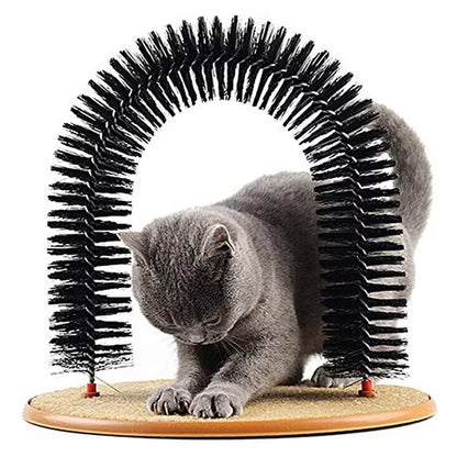 Comfortable Arch Cats Massager Pet Cat Itching Grooming Supplies round Fleece Base Kitten Toy Scratching Device Brush for Pets