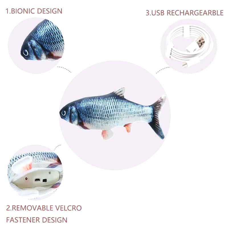 Cat Dog Toy Fish USB Charging Electric Floppy Simulation Fish Interactive Training Teeth Grinding Pet Chew Toys